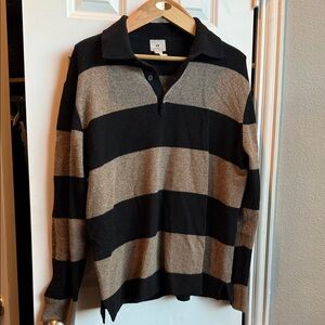 H&M Men's Sweater in Black and Tan Stripes